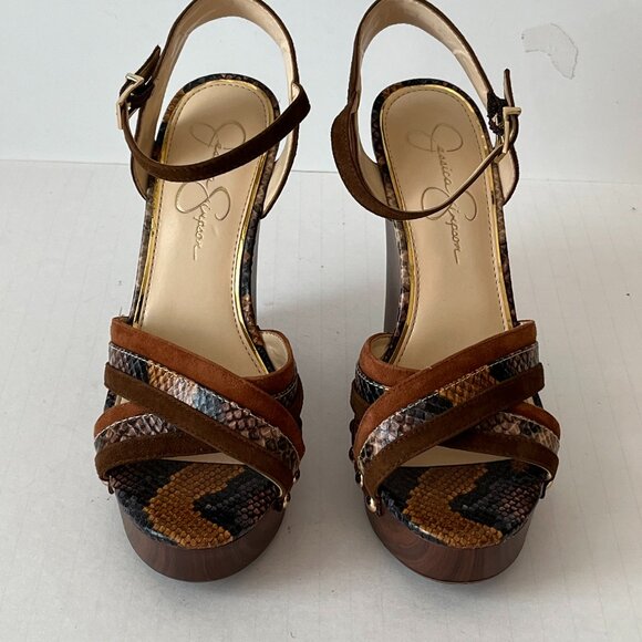 Jessica Simpson Tellira Multicolor Platform Wedge Heel Sandals Studs Size 7M - Picture 3 of 16